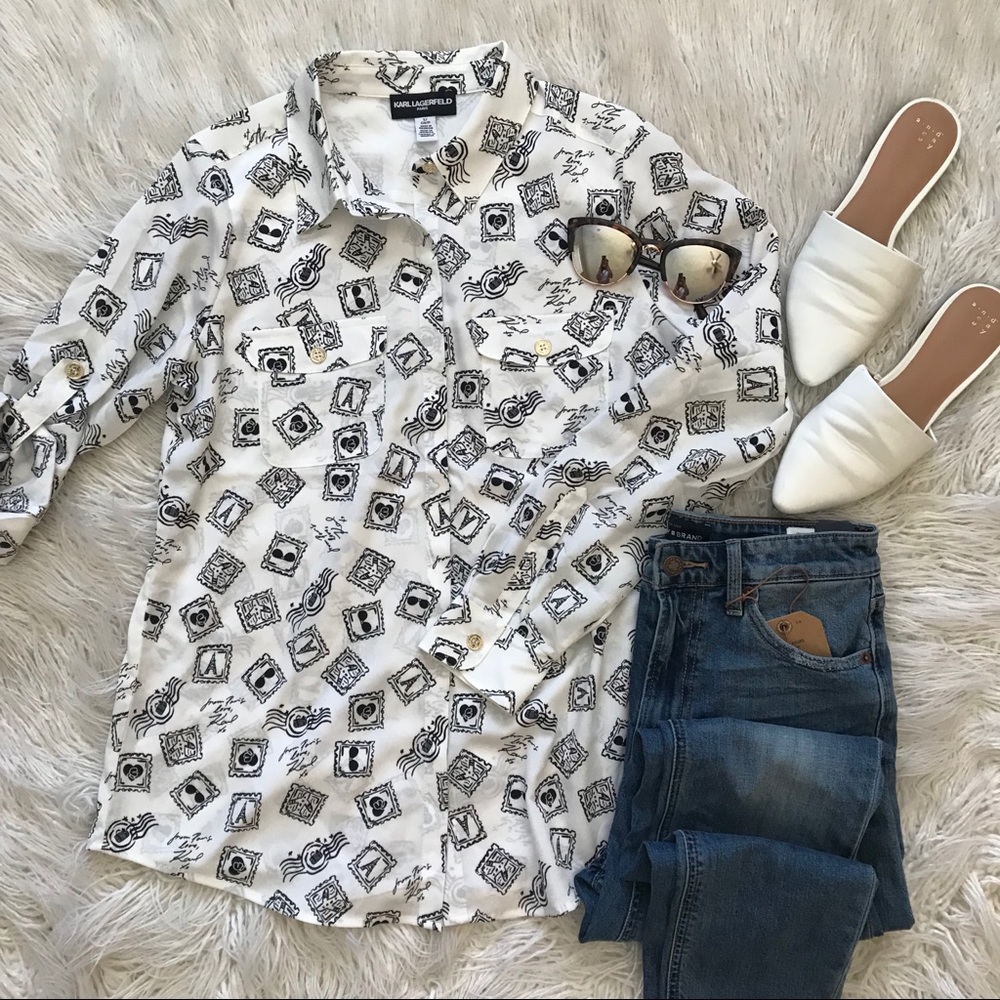 Karl Lagerfeld white & black blouse